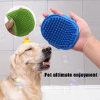 Dycuka Dog and Cat Grooming Brush Pet Shampoo Bath Brush Soothing Massage Rubber Comb with Adjustable Ring Handle