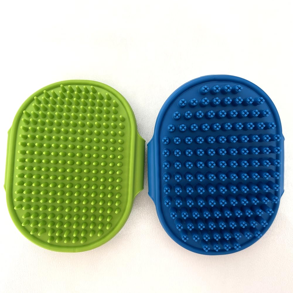 Dycuka Dog and Cat Grooming Brush, Pet Shampoo Bath Brush Soothing Massage Rubber Comb with Adjustable Ring Handle for Long Short Haired Dogs and Cats