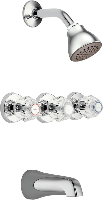 Moen 2995EP Chateau Three-Handle Tub and Eco-Performance Shower Faucet, Valve Included, Chrome