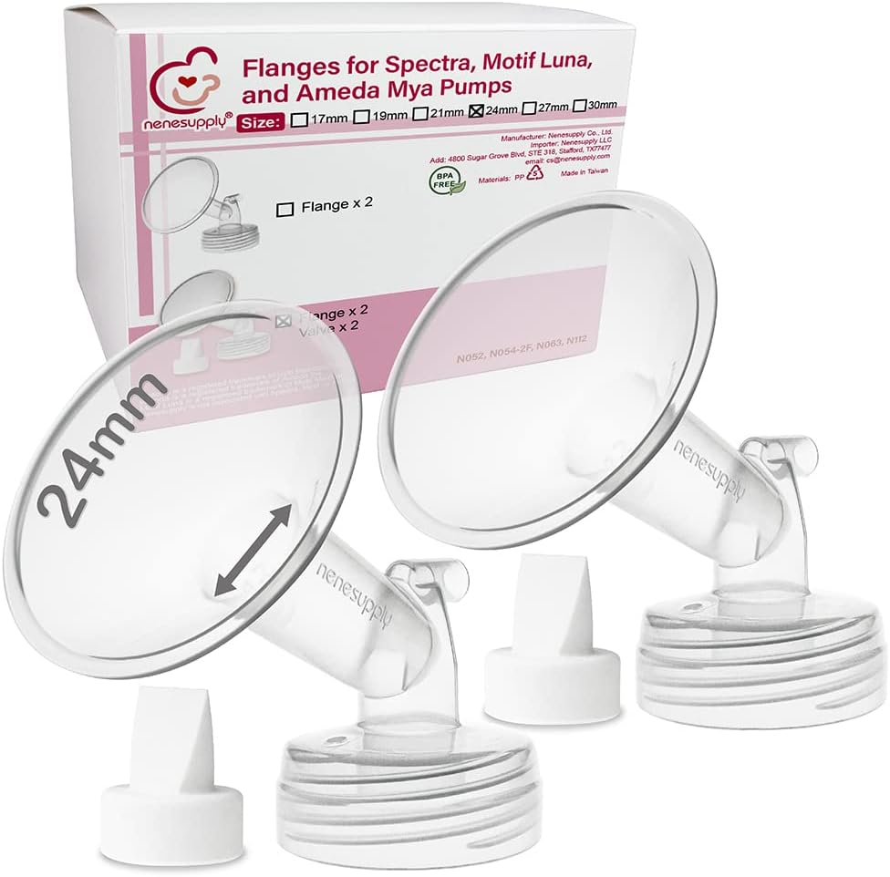 Nenesupply 24mm Flange and Duckbil Valves Compatible with Spectra S1 Spectra S2 Breastpump Replacement to Spectra Pump