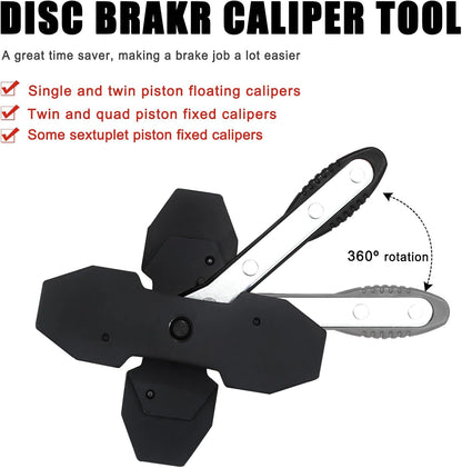 AutoWanderer Tool Brake Caliper Compression Tool, Brake Caliper Press Tool Caliper Pistion Compressor Brake Pad Spreader for Single Twin Quad Disc Brake