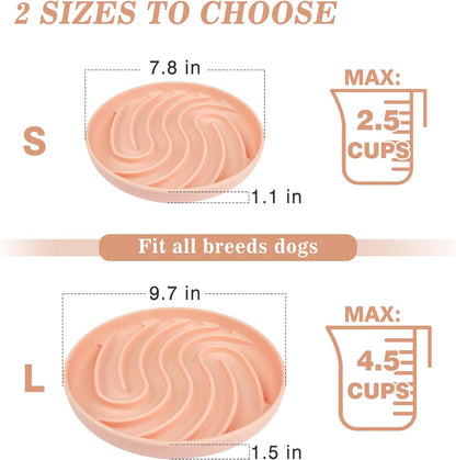 Moogrou Silicone Slow Feeding Dog Bowl Slows Down Eating for Puppy Small Medium Large Dogs,Dog Bowls Slow Feeder with Strong Suction Cups,Maze Dog Food Bowls/Puzzle Feeders for Pets Pink L