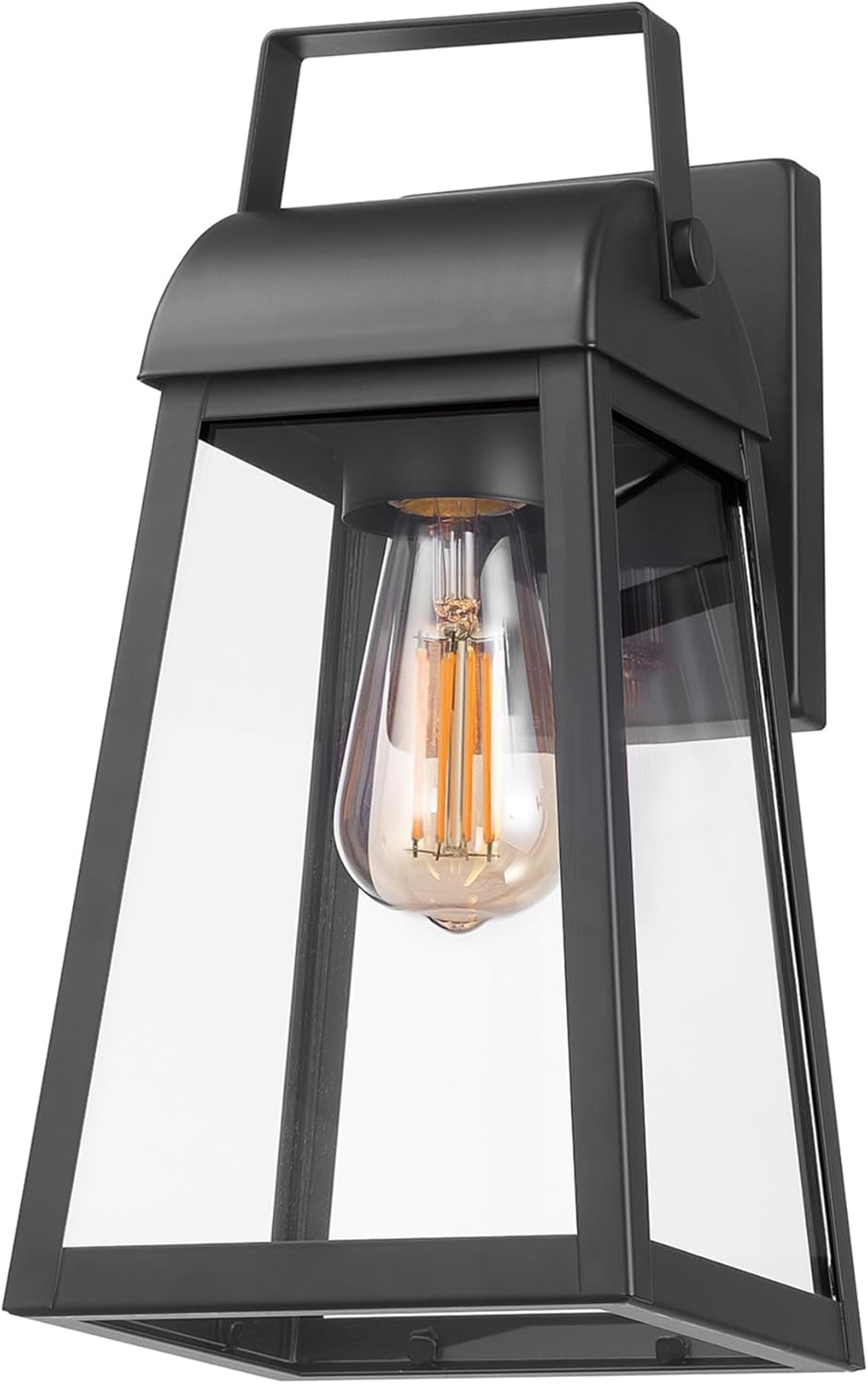 Globe Electric 60000029 1-Light Outdoor Wall Sconce, Matte Black, Clear Glass Shade,