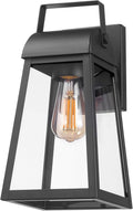 Globe Electric 60000029 1-Light Outdoor Wall Sconce, Matte Black, Clear Glass Shade,