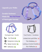 DF Freedom No Pull Martingale Dog Harness Gentle Control for No Choking Front Clip Harness with Reflective Adjustable &