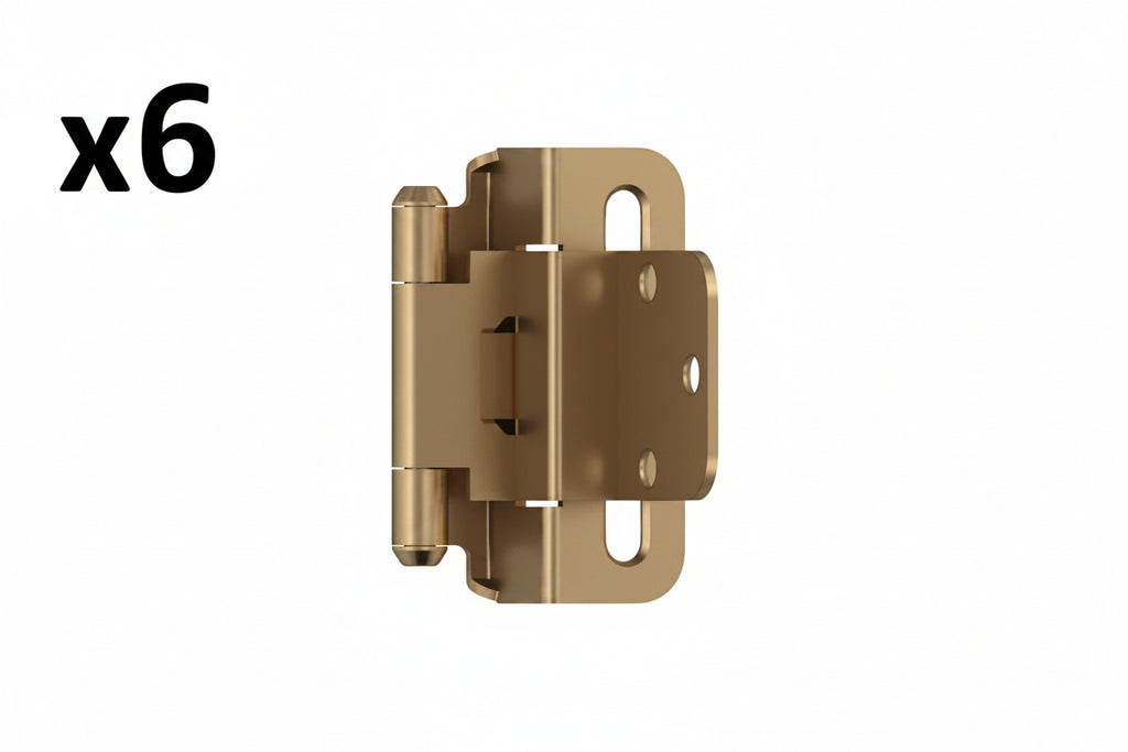 8 x Champagne Bronze 3/8 in (10 Mm) Inset Self Closing, Partial Wrap Cabinet Hinge