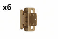 8 x Champagne Bronze 3/8 in (10 Mm) Inset Self Closing, Partial Wrap Cabinet Hinge