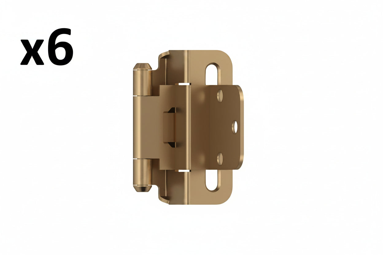8 x Champagne Bronze 3/8 in (10 Mm) Inset Self Closing, Partial Wrap Cabinet Hinge