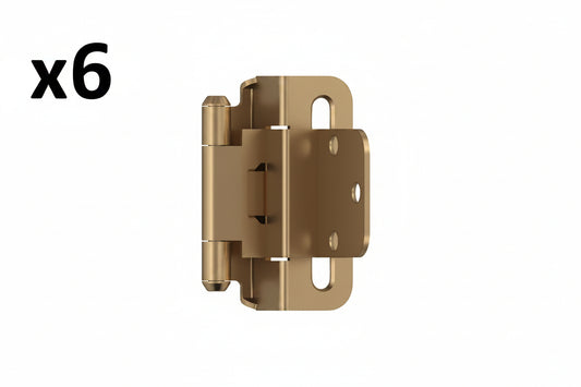 8 x Champagne Bronze 3/8 in (10 Mm) Inset Self Closing, Partial Wrap Cabinet Hinge