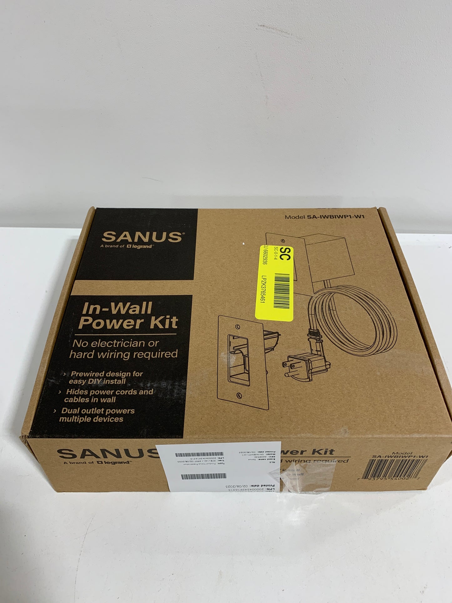 Sanus - in-Wall Power Kit for TV Media in-Wall Box - White