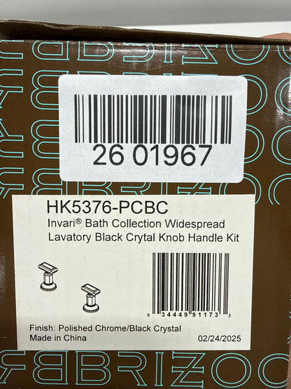 Brizo HK5376 Invari Widespread Faucet Crystal Handle Kit - Limited Lifetime Warranty Polished Chrome / Black Crysta