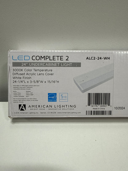 American Lighting ALC2-24 LED Complete 2 24’’ Undercabinet Light - 3000K Bright White Indoor Lighting Under Cabinet