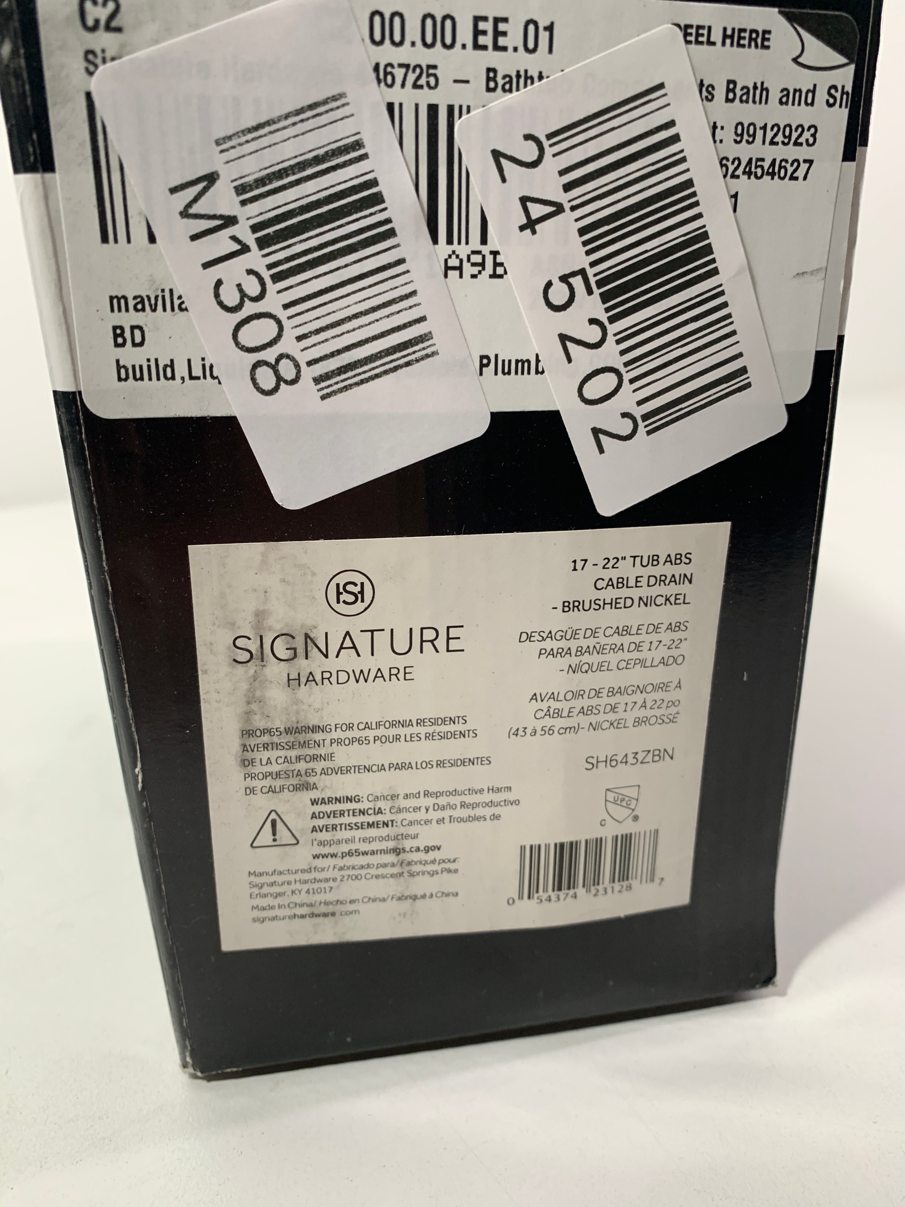 Signature Hardware 948044 ABS Cable Drain and Overflow for 17’’ - 22’’ Deep Alcove Tubs Brushed Nickel - *Plumbing