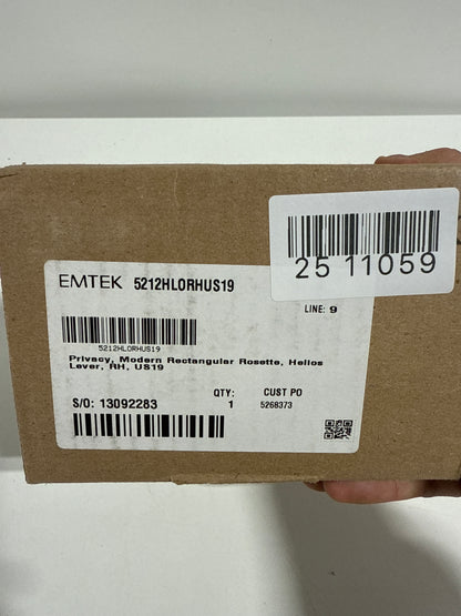 Emtek Helios Right Handed Privacy Door Lever Set with Modern Rectangular Rose