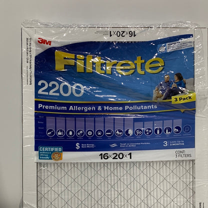 3M 2200 Series Filtrete 1" Filter, 2-pack 16x25x1