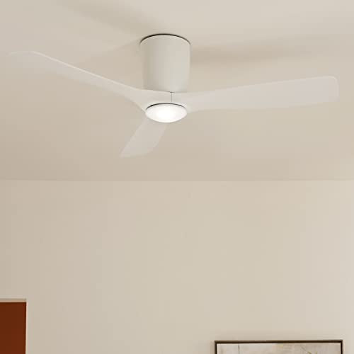 Kichler Volos 54” Ceiling Fan with Light in Matte White, Small Indoor Modern Fan with Quiet Motor and Sleek 3-Blade Design, 300154MWH