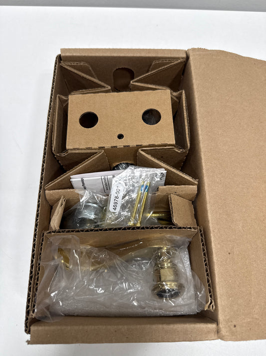 Baldwin Reserve PSCURTRR003 Passage Curve Lever and Traditional Round Rose with 6AL Latch and Dual Strike Lifetime Brass Finish