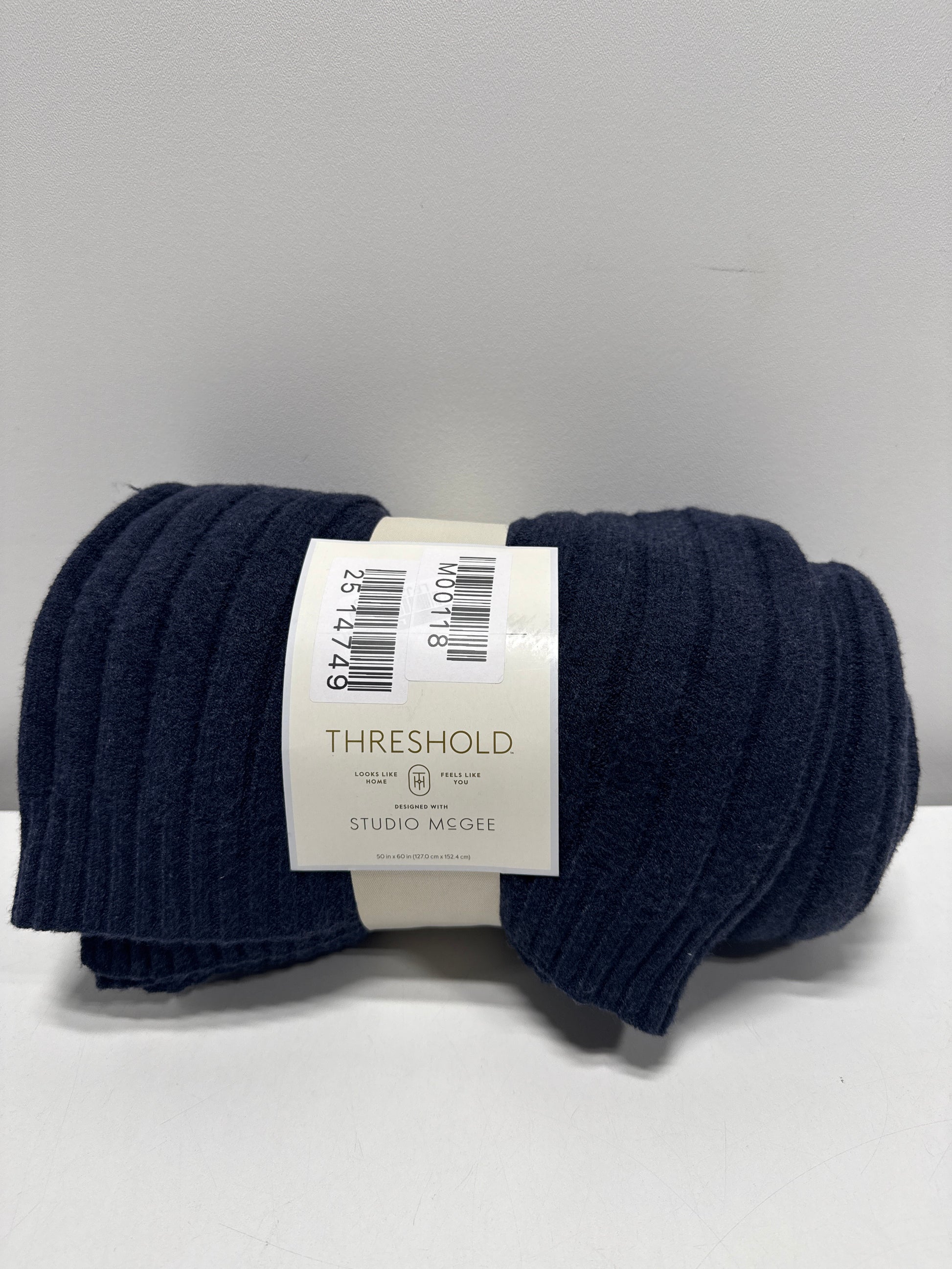 50’’x60’’ Casual Mixed Rib Throw Blanket Navy - Threshold™ Designed with Studio McGee - *Bedding