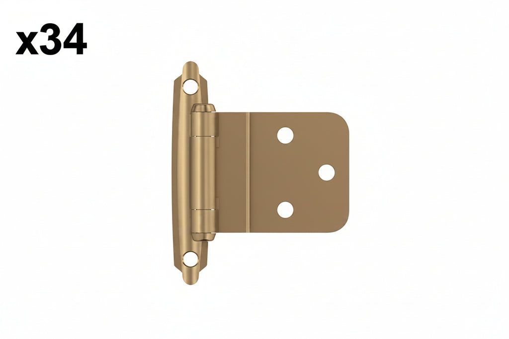 34 x Champagne Bronze 3/8 in (10 Mm) Inset Self Closing, Face Mount Cabinet Hinge