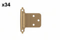 34 x Champagne Bronze 3/8 in (10 Mm) Inset Self Closing, Face Mount Cabinet Hinge