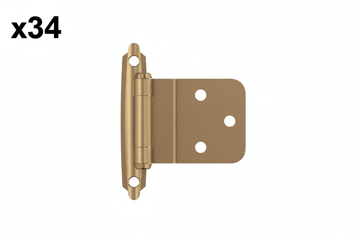34 x Champagne Bronze 3/8 in (10 Mm) Inset Self Closing, Face Mount Cabinet Hinge