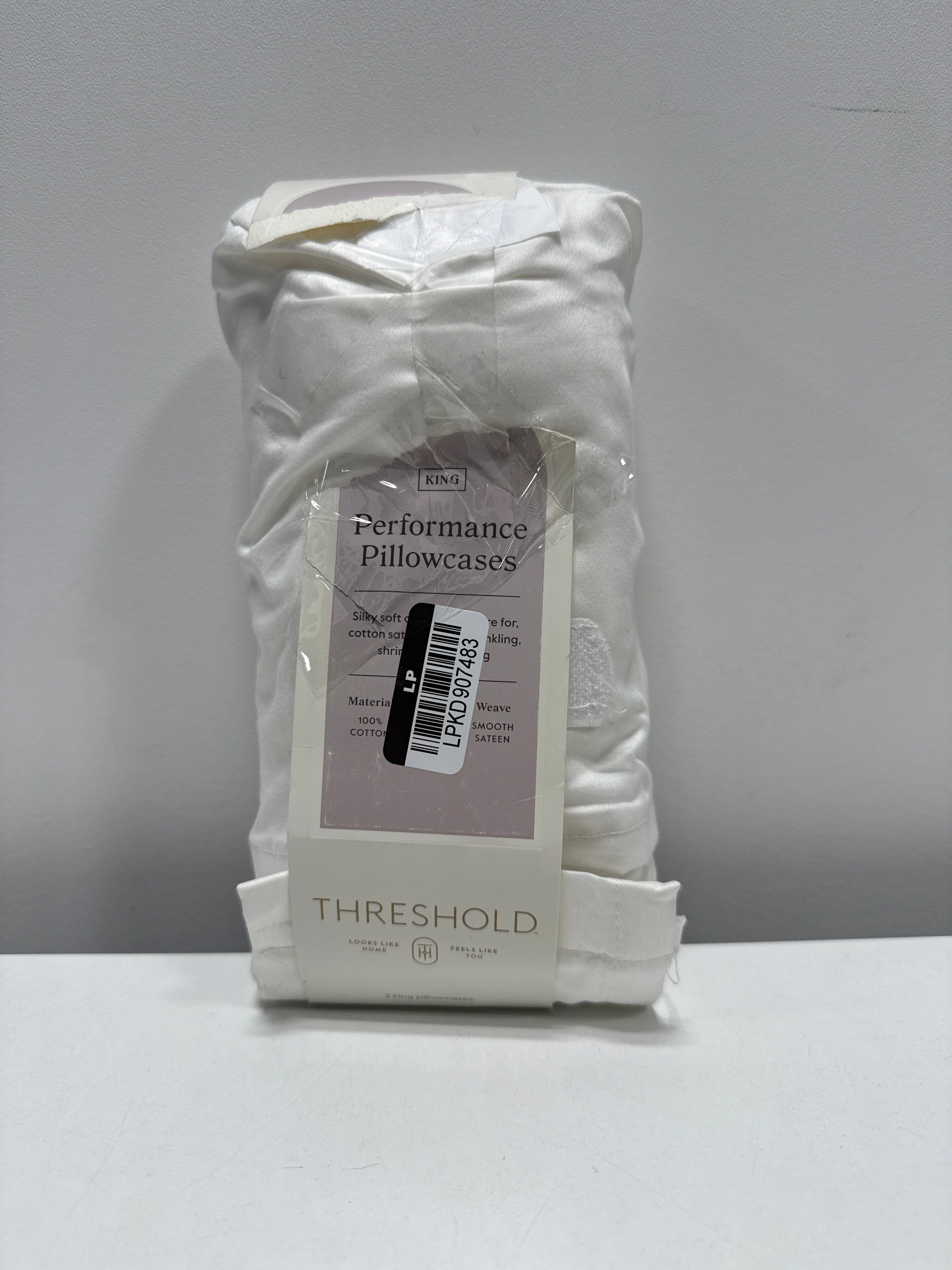 King Solid Performance 400 Thread Count Pillowcase Set White - Threshold™: Cotton Sateen OEKO-TEX Certified Set of 2