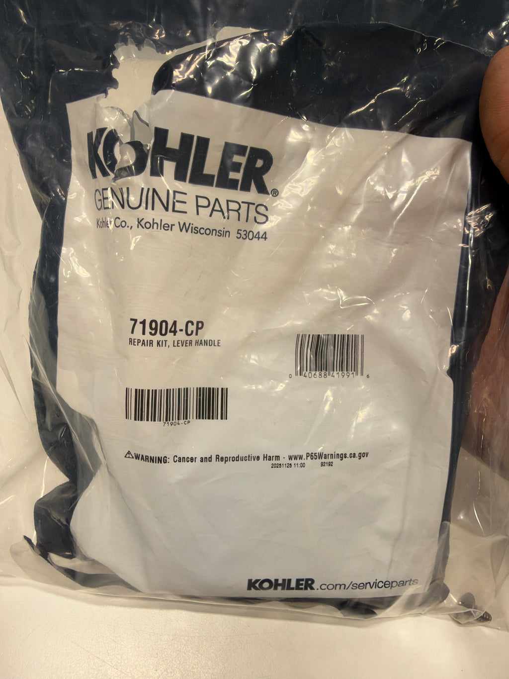 KOHLER 71904-CP Genuine Part Shower Handle Repair Kit, Polished Chrome