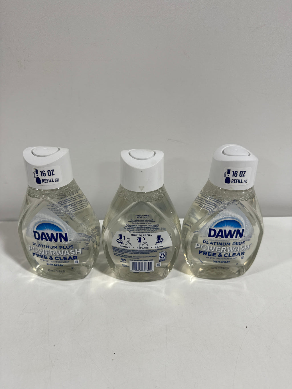 3 x Dawn Platinum Powerwash Spray Refill - Free & Clear - 16 Fl Oz - *Kitchen & Dining