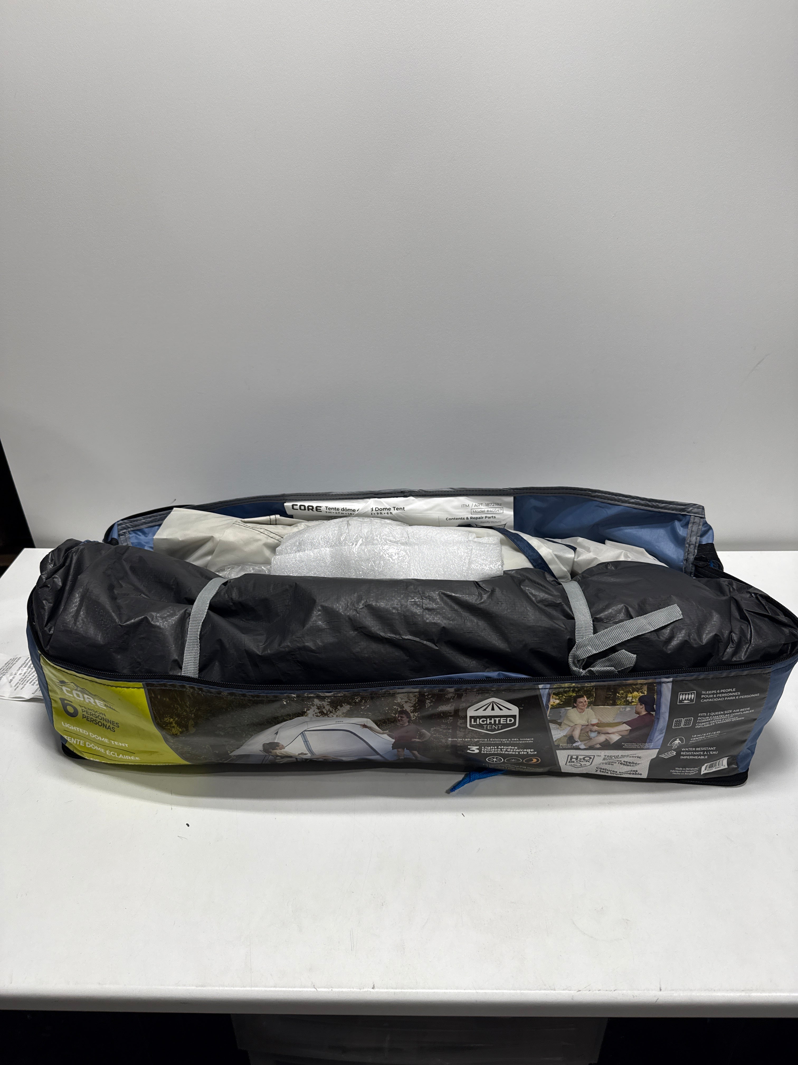 CORE 6-person Lighted Dome Tent with Half Rainfly