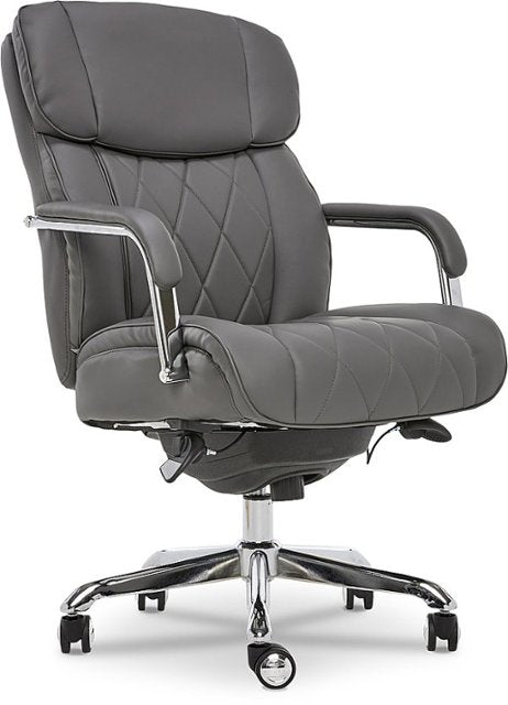 La-Z-Boy - Comfort and Beauty Sutherland Diamond-Quilted Bonded Leather Office Chair - Moon Rock Gray
