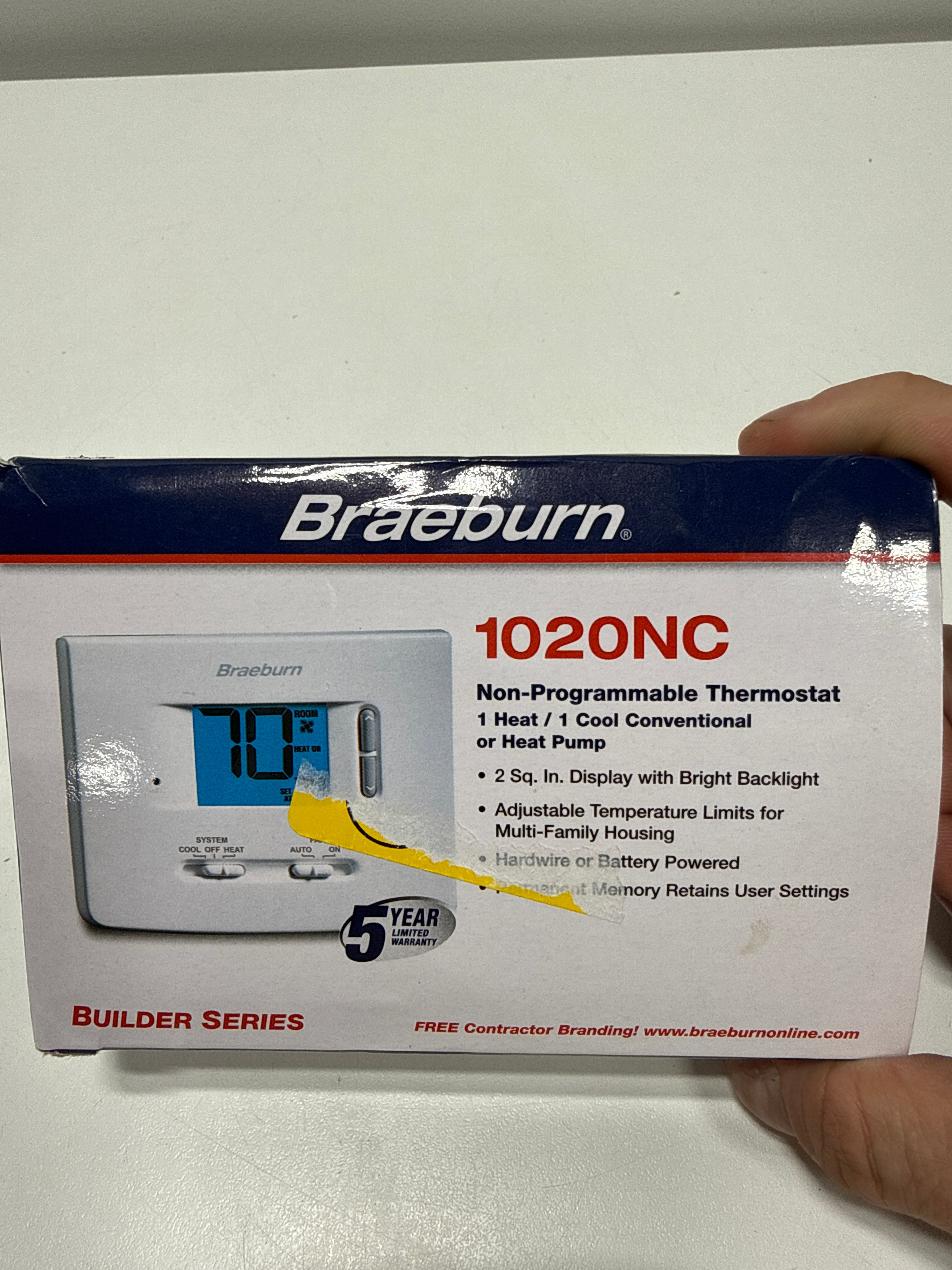 Braeburn 1020Nc Digital Non-Programmable Thermostat - White
