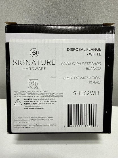 Signature Hardware 900406 3-1/2" Brass Kitchen Garbage Disposal Flange and Stopper White