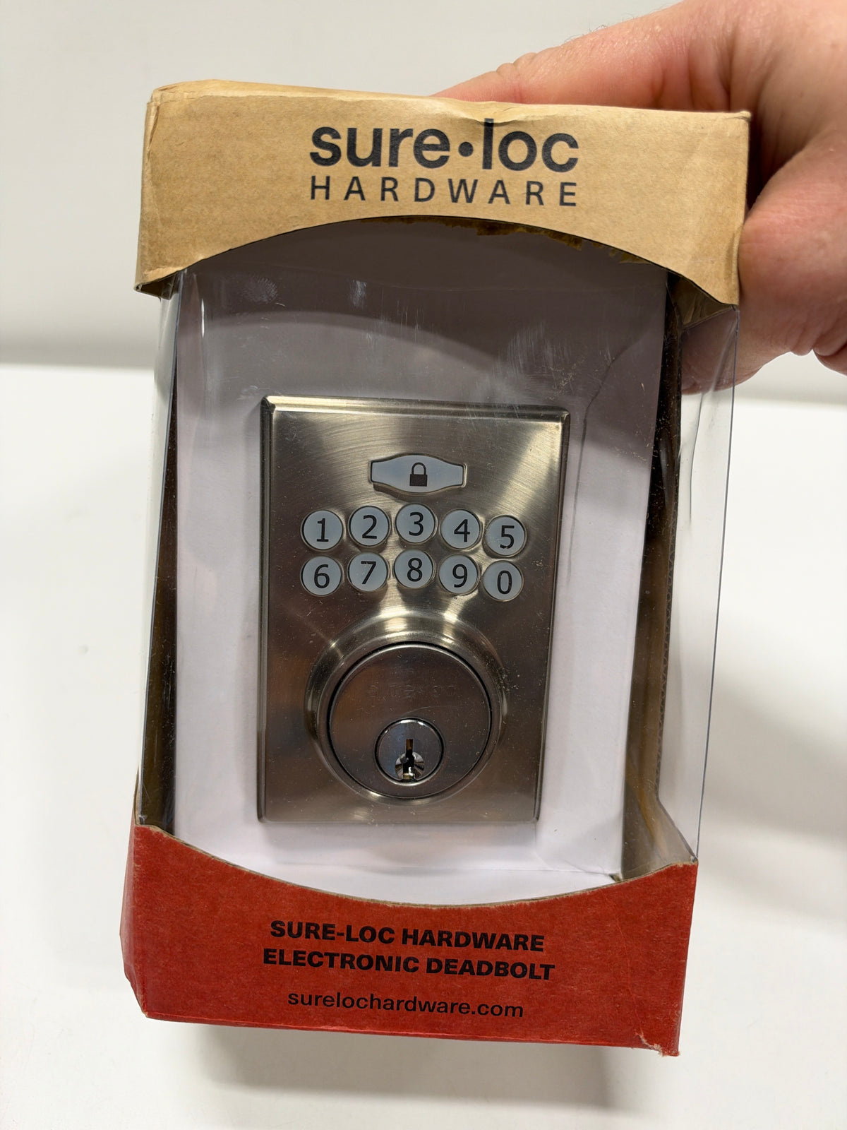 Sure-Loc DK201-MD Electronic Single Cylinder Keyless Entry Deadbolt Satin Nickel Door Hardware Deadbolts Keyless Entry Deadbolts