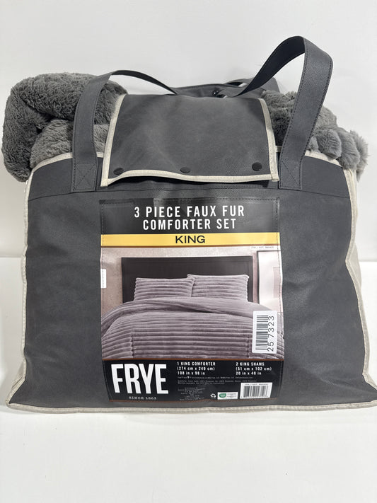 Missing Sham FRYE 2” Jacquard Channel, Faux Fur Comforter Set King