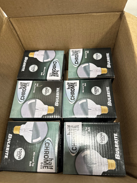 6 x Bulbrite 100 Watt Dimmable Half Chrome G25 Incandescent Light Bulb with Medium (E26) Base 2700K Warm White Light
