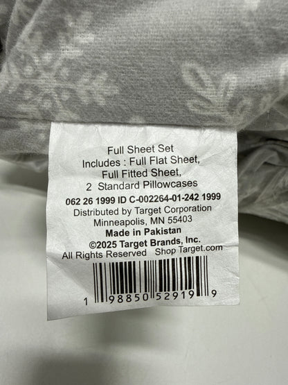 Full Christmas Flannel Sheet Set Gray Snowflake - Wondershop - *Bedding