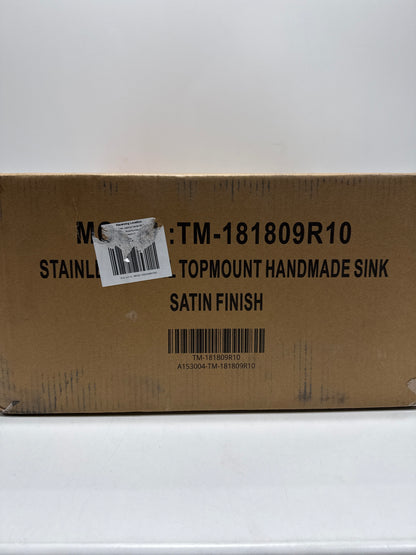 Attop Handmade Stainless Steel 18 in. Single Bowl Top Mount Scratch-Resistant Nano Drop-in Kitchen Sink with Strainer