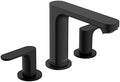 hansgrohe Rebris S Widespread Bathroom Faucet, 2-Handle, 3 Hole Bathroom Sink Faucet for Vanity with Pop-Up Drain Assembly, 1.2 GPM, Matte Black, 72530671