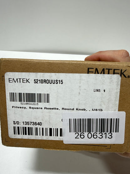 EMTEK Square Rosette Privacy Set with Matching Finish Round Knob 5210ROUUS15 - Satin Nickel (US15)