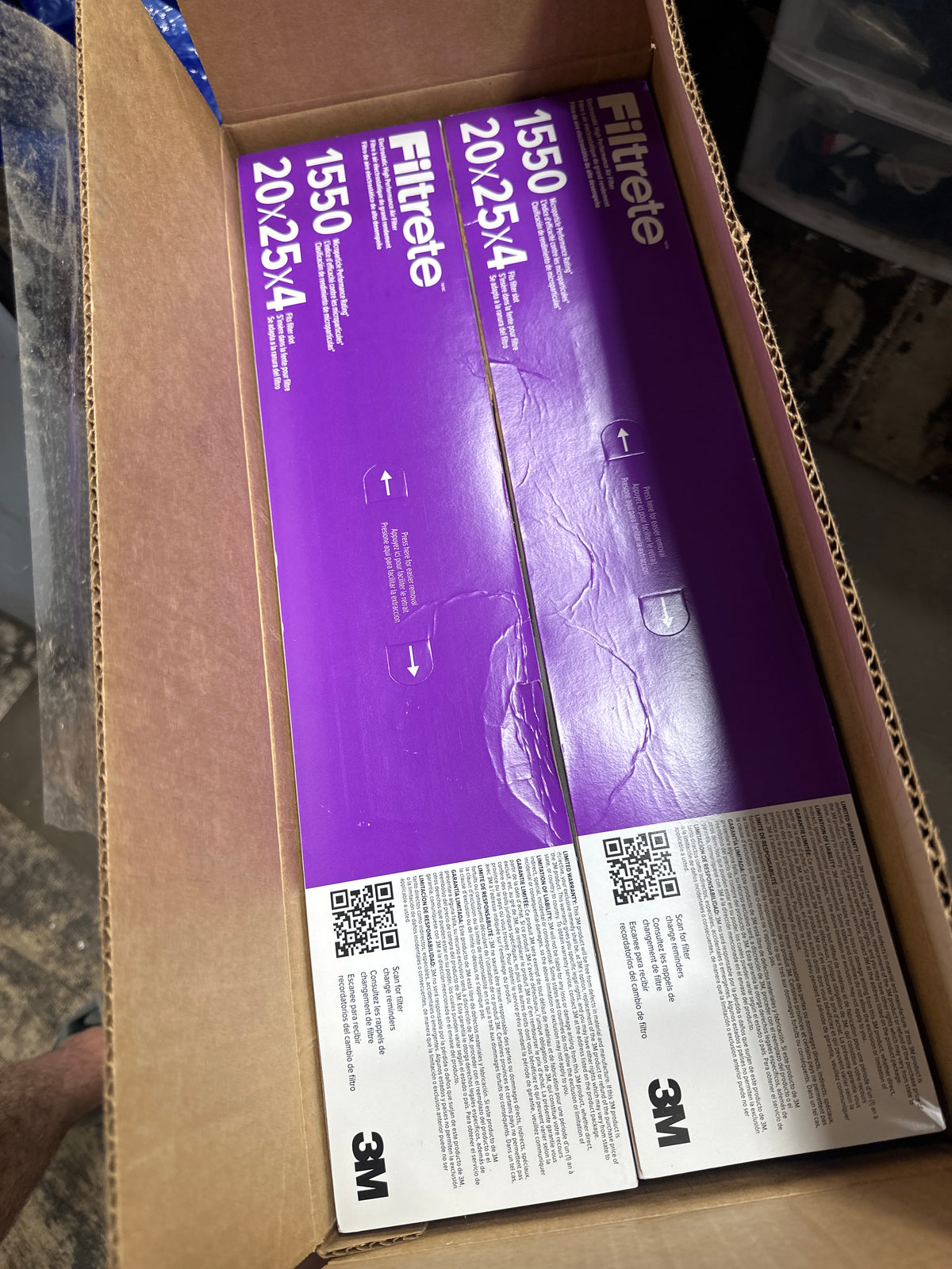 2 x Filtrete 20 x 25 x 4 HVAC Furnace Air Filter MPR 1550 MERV 12 Ultra Allergen Reduction