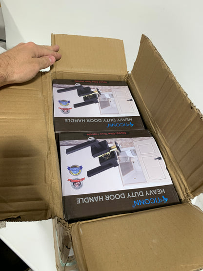 TICONN Black Door Handle Heavy Duty, Matte Black Reversible Square Door Lever for Bedroom, Bathroom and Rooms (Keyed Entry - Keyed Alike, 10 Pack, Black)