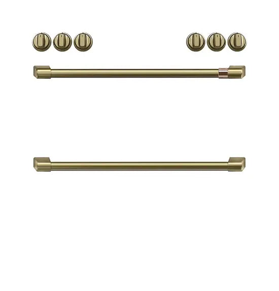 Café - Handle and Knob Set for Front Control Gas Range - Brushed Brass