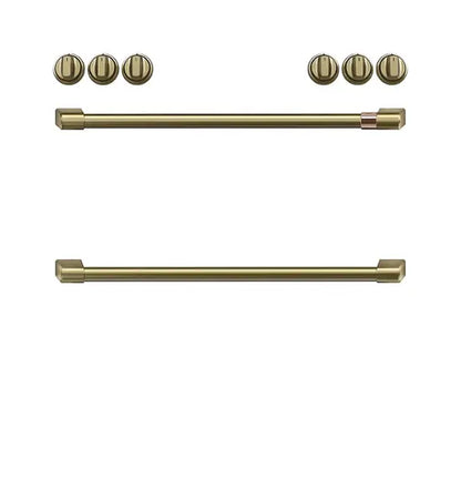 Café - Handle and Knob Set for Front Control Gas Range - Brushed Brass