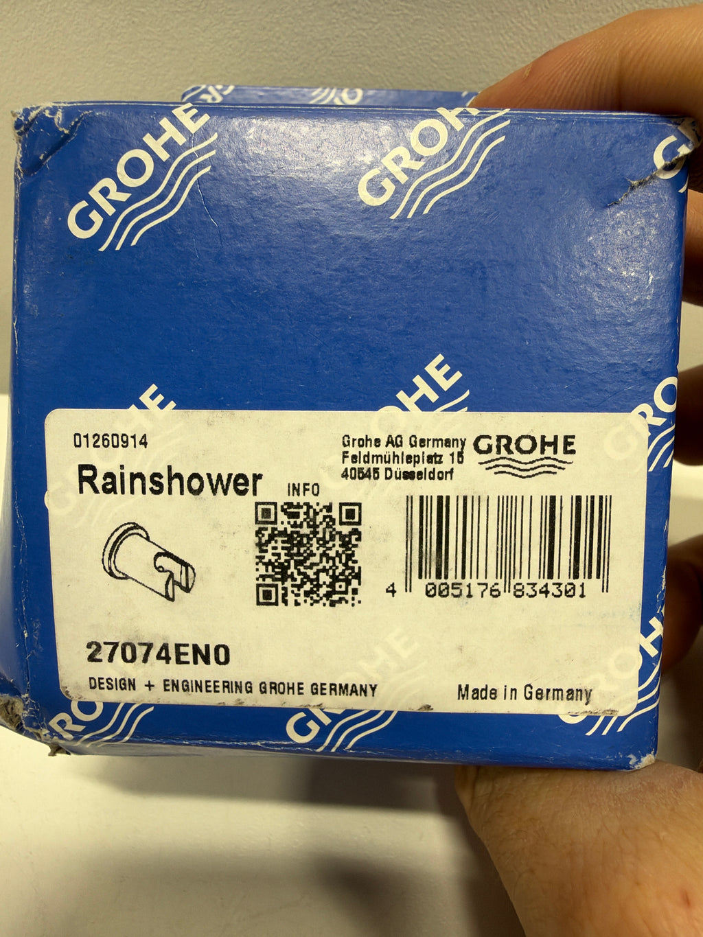 GROHE 27074EN0 Rainshower Wall Mount Handheld Shower Holder, Brushed Nickel Infinity Finish