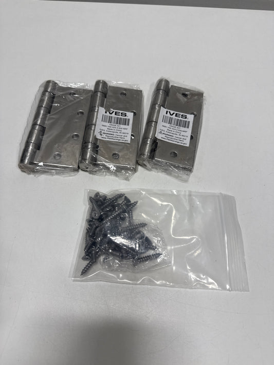 Satin Door Hinges 4.5 Inch Self Closing Hinge Hardware Adjustable Spring Hinges for Commercial Grade Self-Closing, UL Listed 3 Pack