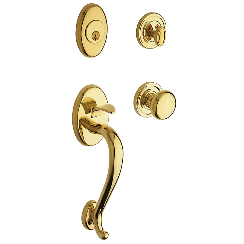 Baldwin 85315.ENTR Logan Sectional Single Cylinder Keyed Entry Handleset with 5015 Interior Knob from the Estate Collection Lifetime Satin Brass