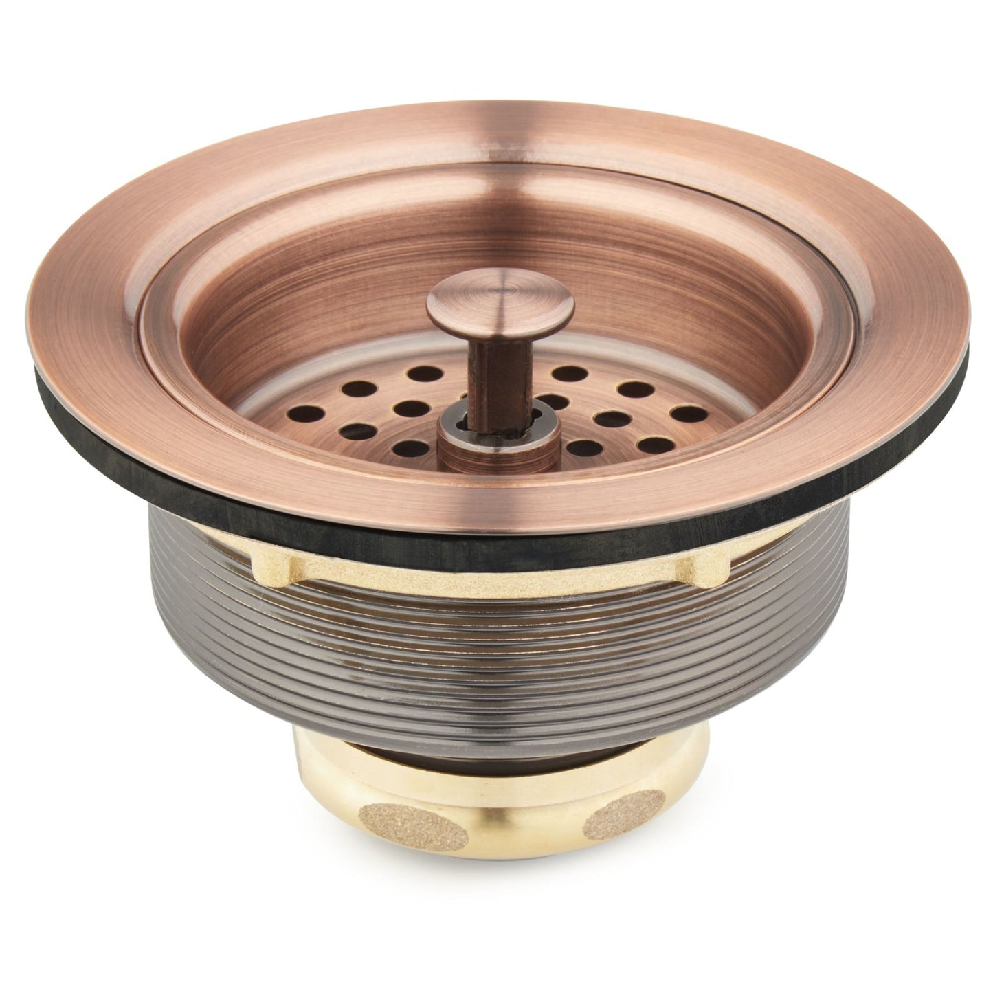Signature Hardware 902367 3-1/2" Basket Strainer for Sinks up to 1" Thick Satin Copper