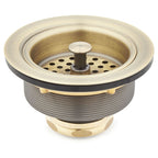 Signature Hardware 902367 3-1/2" Basket Strainer for Sinks up to 1" Thick Aged Brass