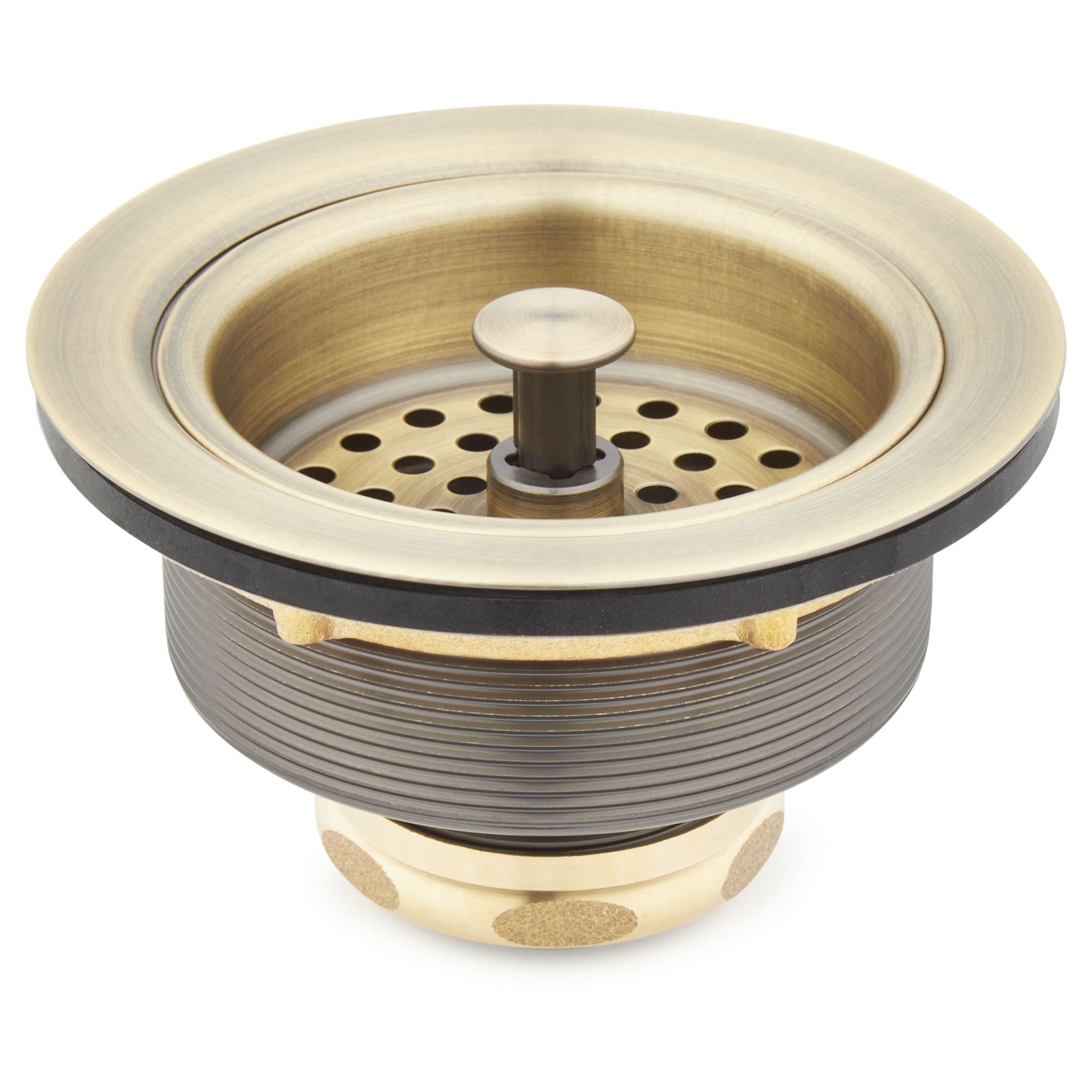 Signature Hardware 902367 3-1/2" Basket Strainer for Sinks up to 1" Thick Aged Brass