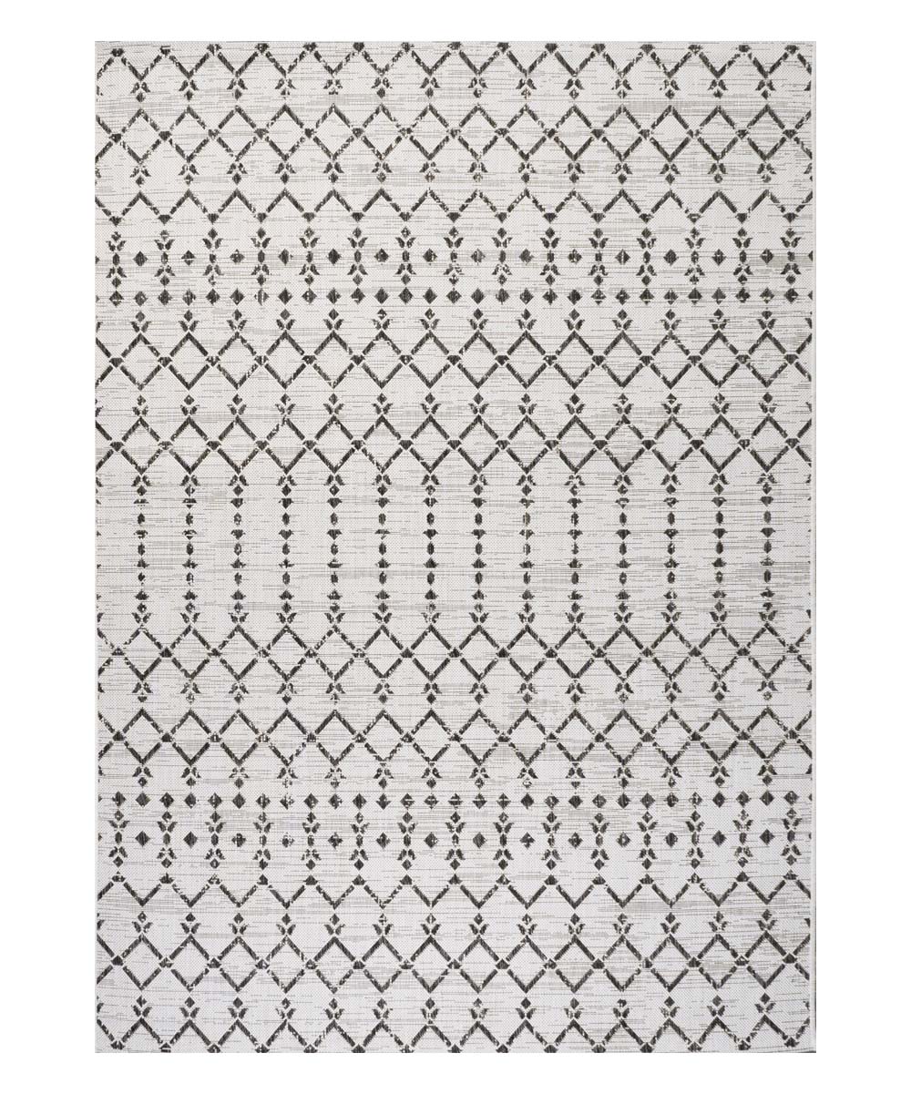 JONATHAN Y Moroccan Geometric Indoor Outdoor Area Rug 9X12 Cream/Black, Ourika Textured Weave for Backyard, Patio, Porch, Easy-Cleaning, High Traffic, Pet-Friendly, Non-Shedding (SMB108I-9)